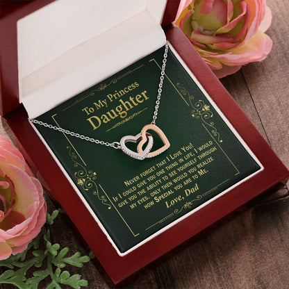 Gift For Daughter From Dad - Interlock Heart Necklace Interlocking Hearts Necklace