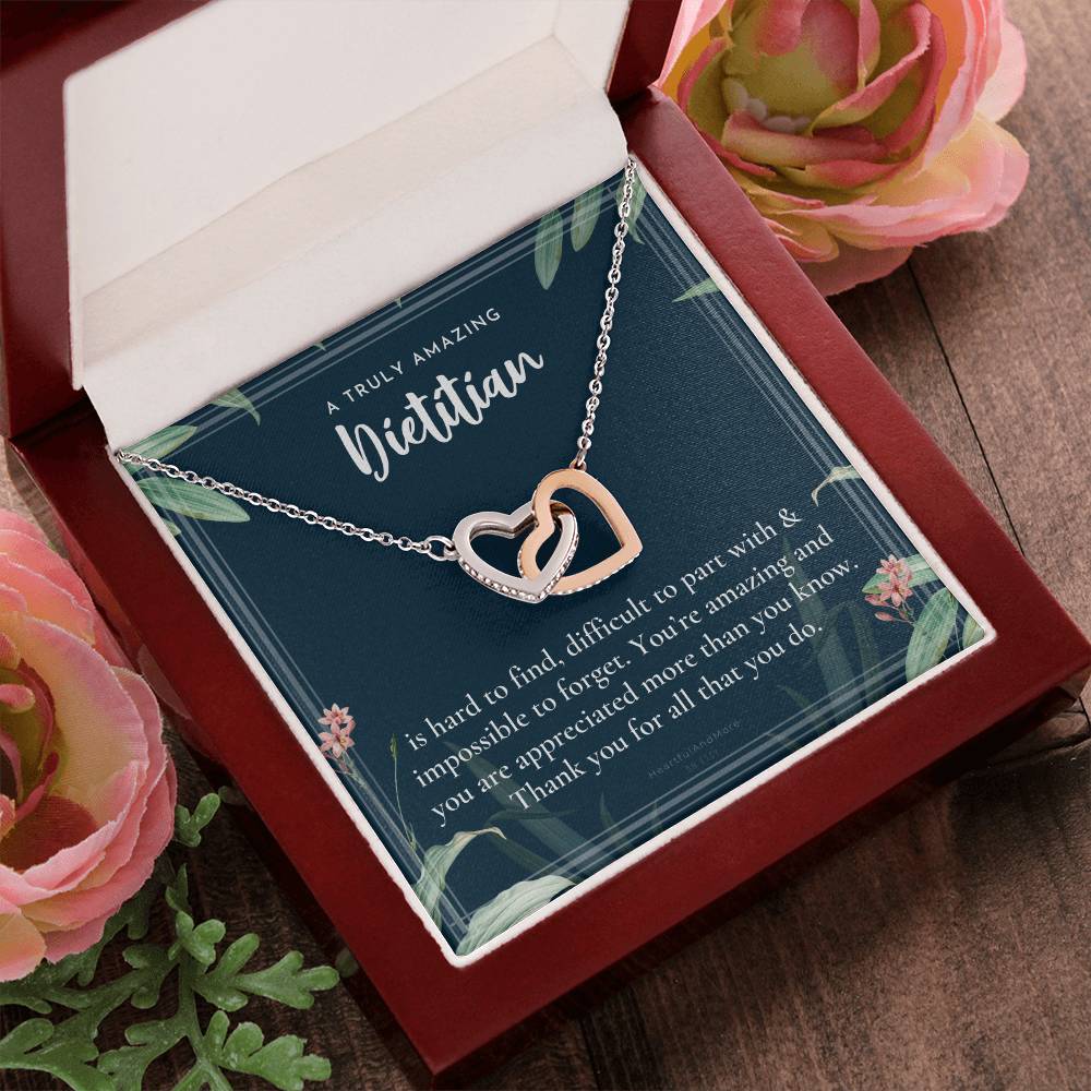 Gift For Dietitian Dietitian Appreciation Gift A Truly Amazing Dietitian Gift Interlocking Hearts Necklace