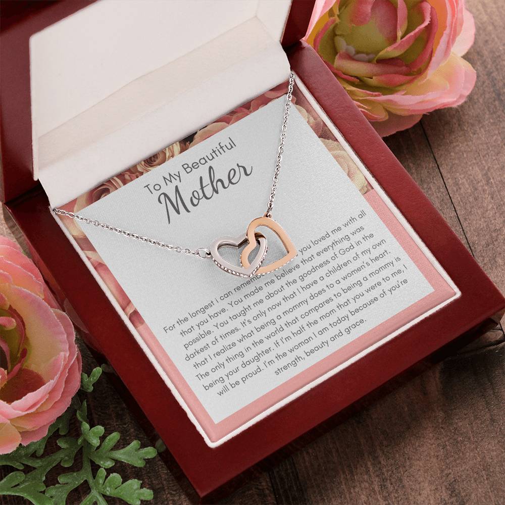 A Beautiful Gift For My Beatiful Mother Interlocking Hearts Necklace