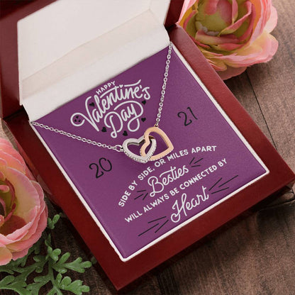 Besties Will Always Be Connected By Heart Interlocking Hearts Necklace