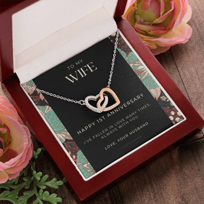 1 Year Anniversary Gift For Wife 1 Year Anniversary Gifts 1 Year Wedding Anniversary Gift Ideas 1St Wedding Anniversary Gift For Her Interlocking Hearts Necklace