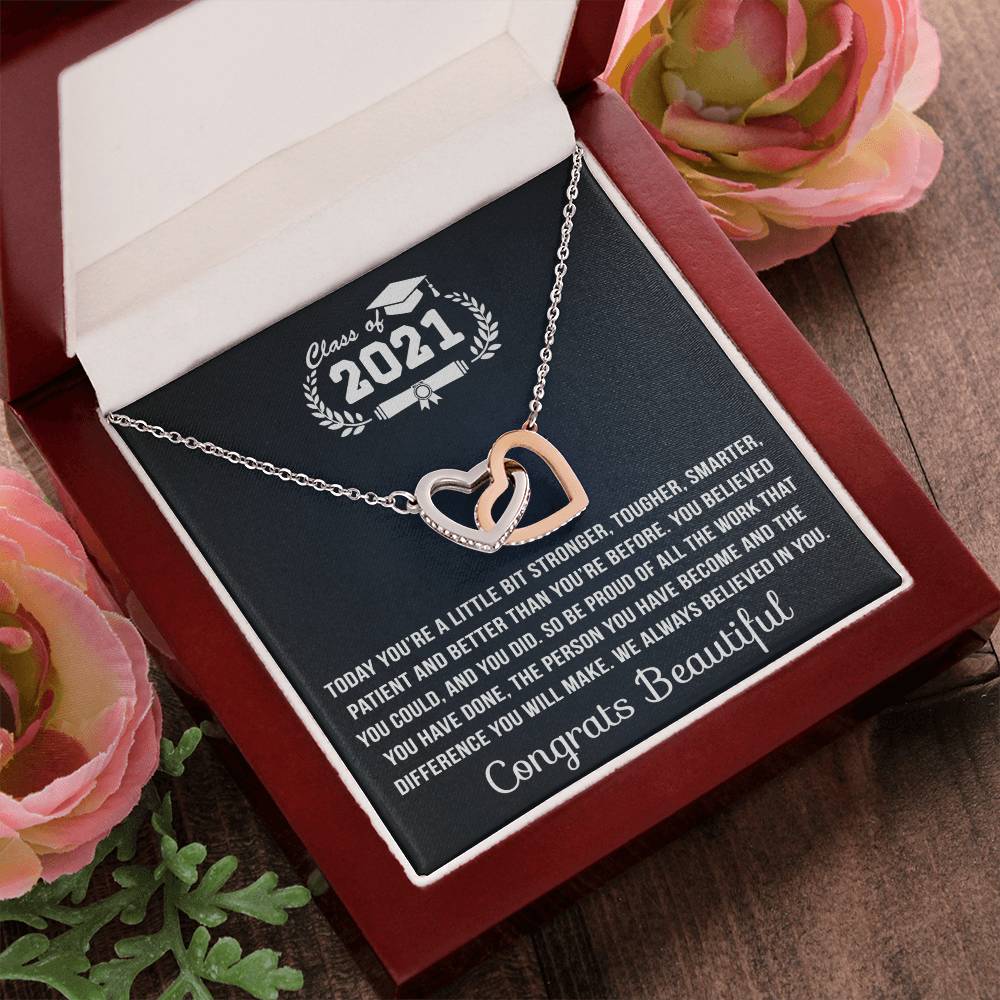 You Are Stronger Interlocking Hearts Necklace