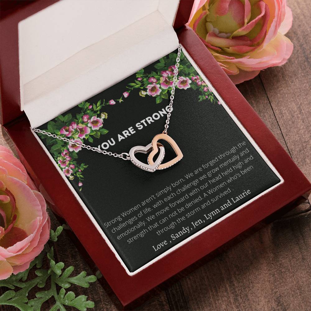 You Are Strong Interlocking Hearts Necklace