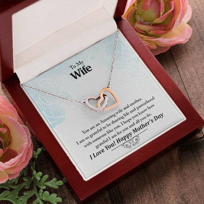 To My Wife Your An Amazing Wife And Mother Never-Ending Love Necklace Interlocking Hearts Necklace