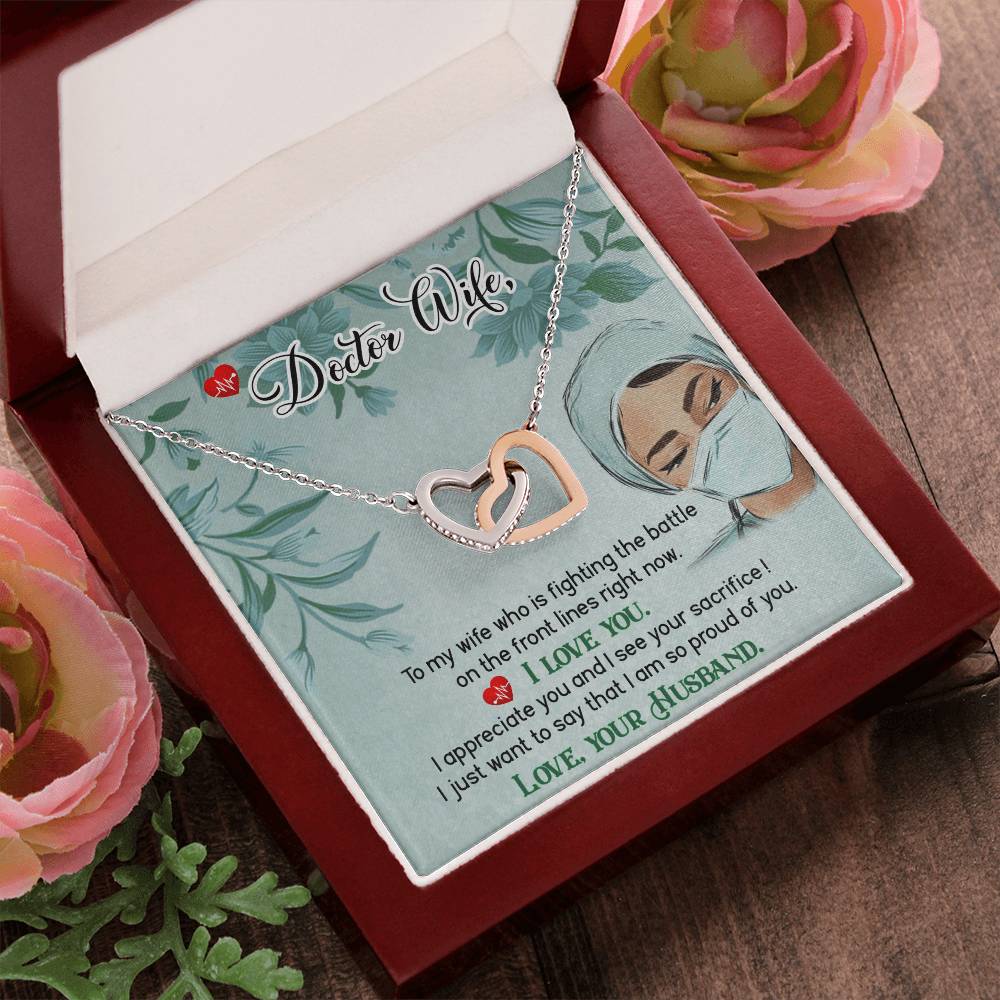 Dear Wife - I Appreciate You And I See Your Sacrifice - Interlocking Heart Necklace Interlocking Hearts Necklace