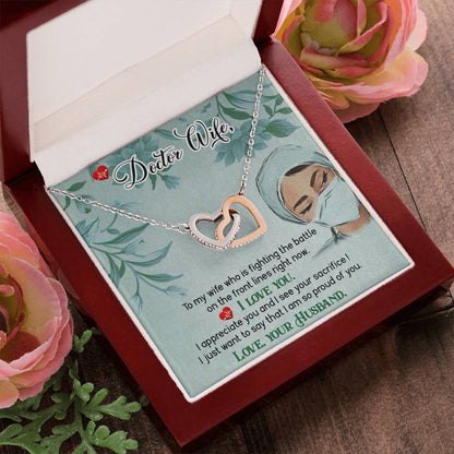 Dear Wife - I Appreciate You And I See Your Sacrifice - Interlocking Heart Necklace Interlocking Hearts Necklace