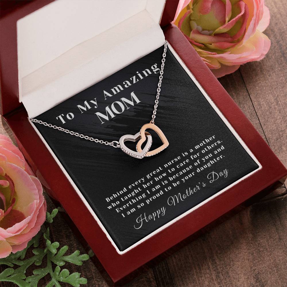 Amazing Mom - Interlocking Hearts - Mother'S Day - Nurse Interlocking Hearts Necklace
