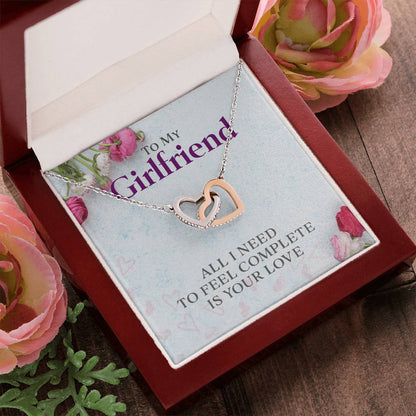 Two Hearts Necklace - All I Need Is Your Love Interlocking Hearts Necklace