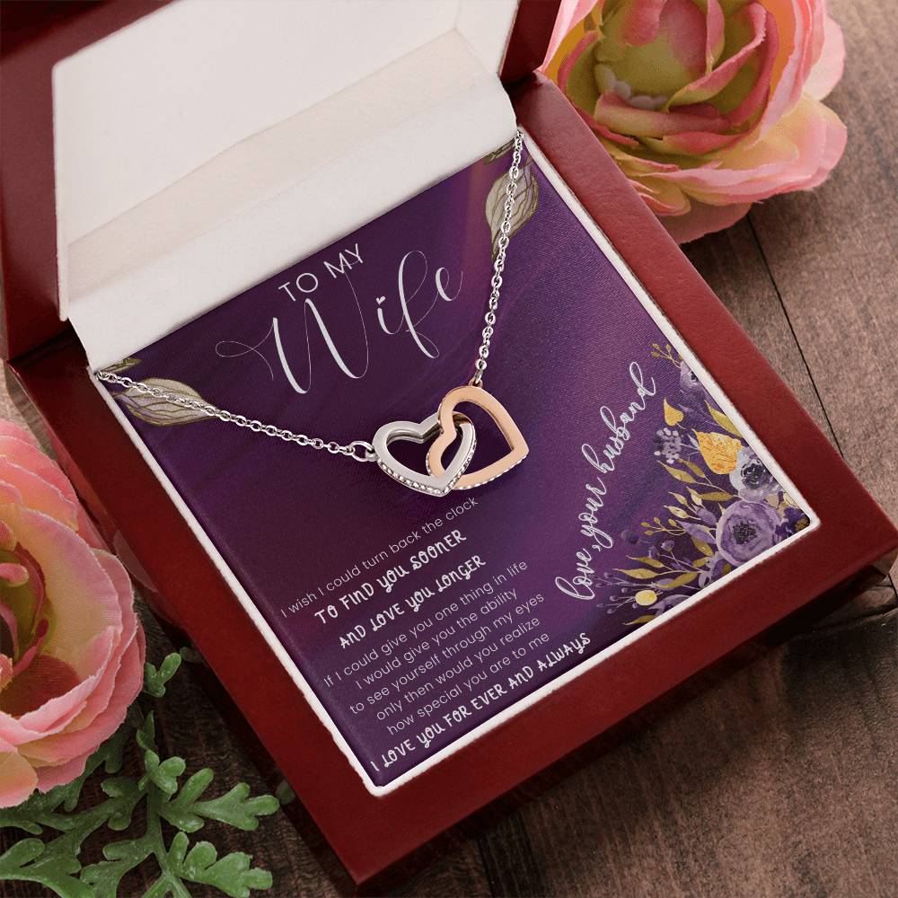 To My Wife Heart Lock Necklace Interlocking Hearts Necklace