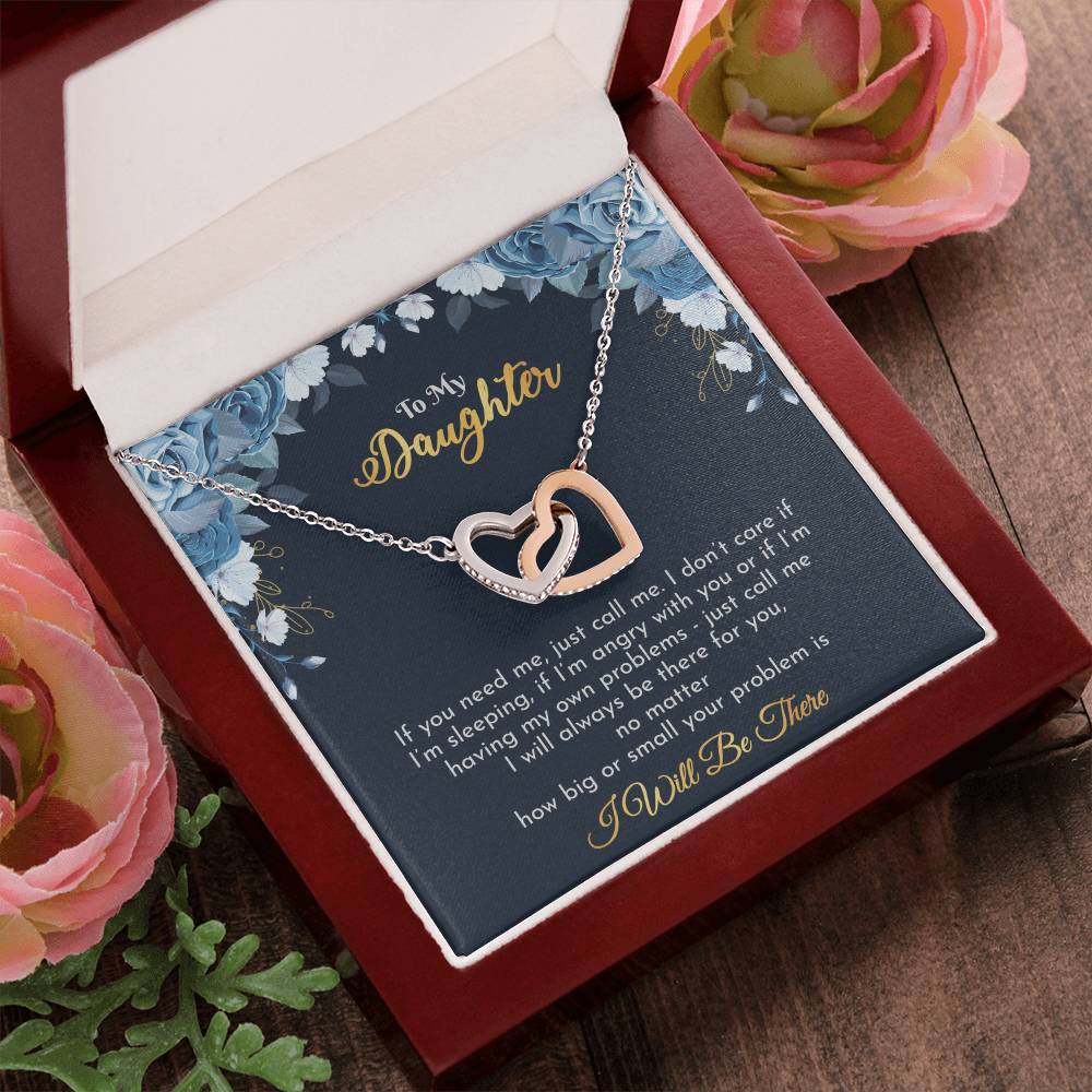 Gift For Daughter - Interlocking Hearts Necklace With Message Card