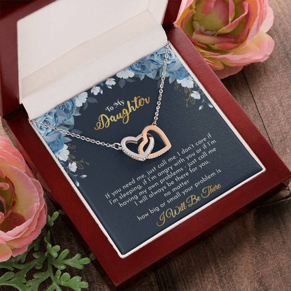 Gift For Daughter - Interlocking Hearts Necklace With Message Card