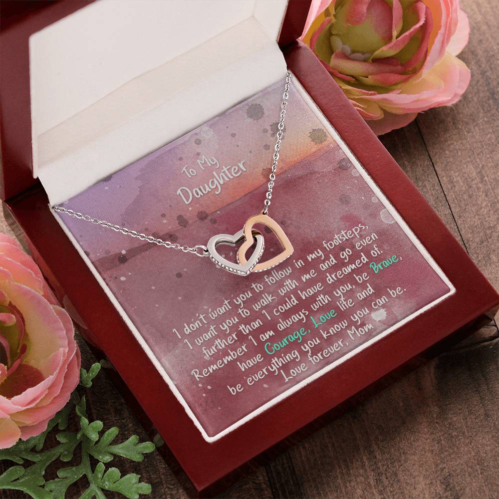 Daughter I Am Always With You - Hearts Necklace Interlocking Hearts Necklace