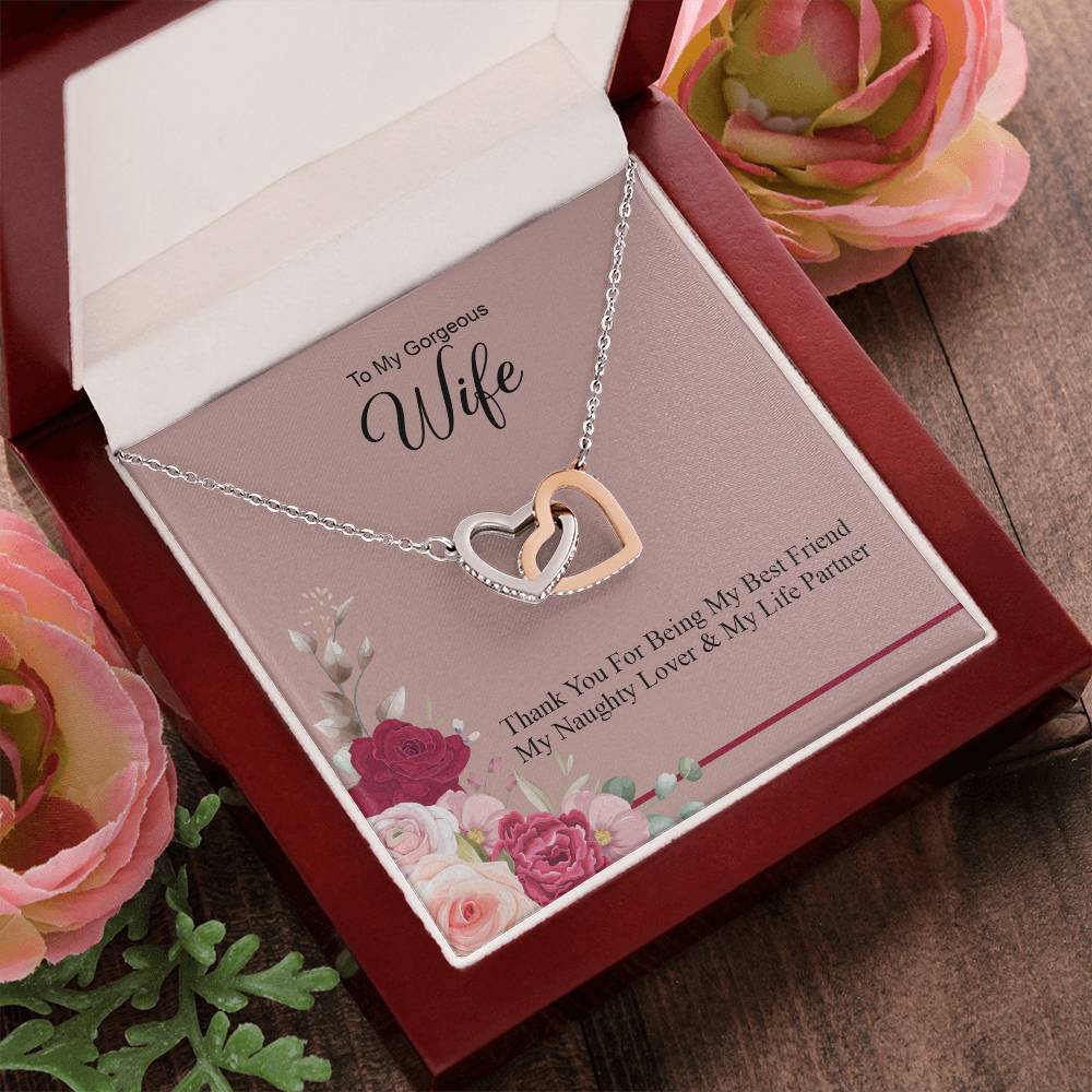To My Wonderful Wife Love From Soulmate Love For Partner Interlocking Hearts Necklace