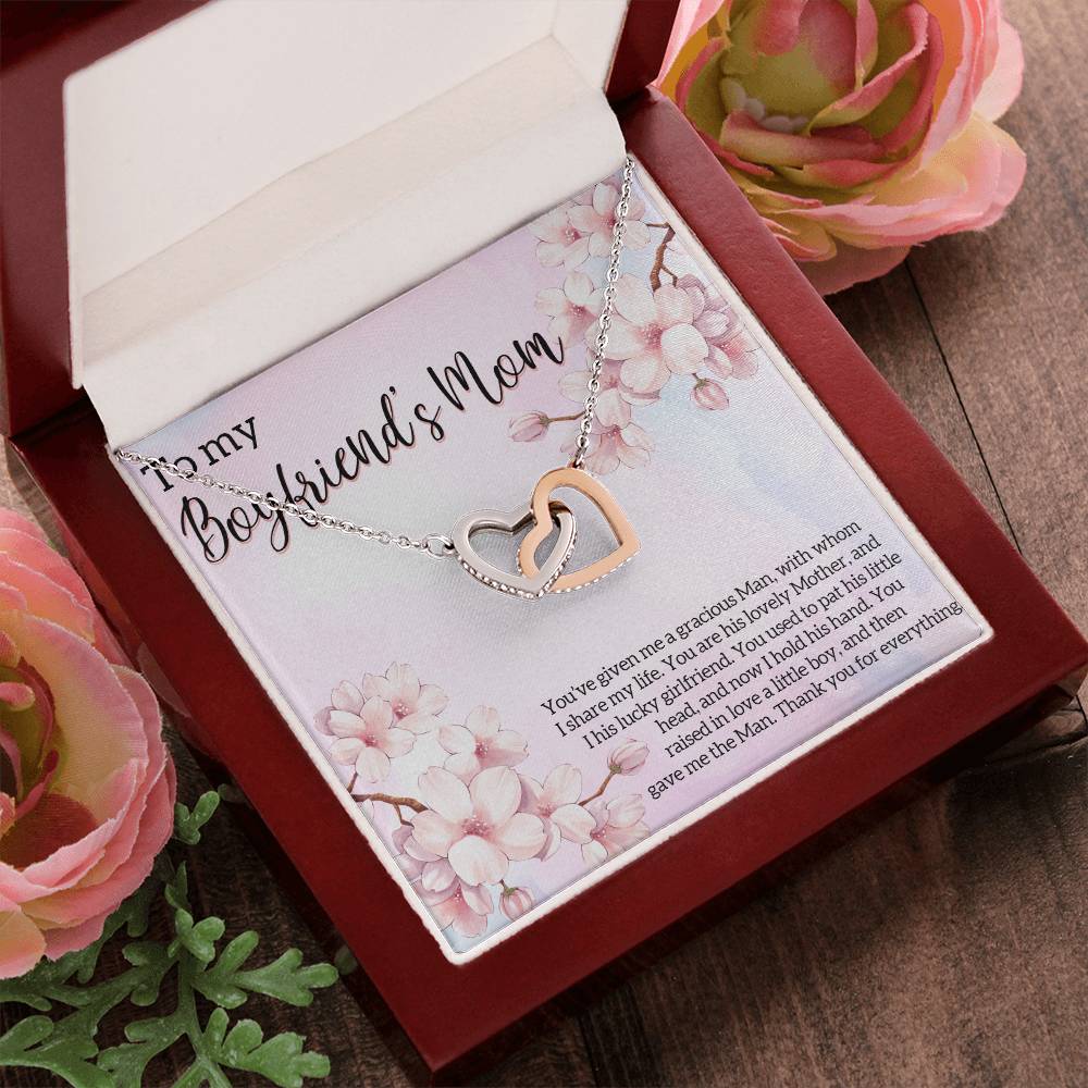 Boyfriends Mom Gift Necklace For Boyfriend Mom Boyfriends Mom Necklace With Message Card Jewelry Birthday Gift Boyfriend Mom Gifts Interlocking Hearts Necklace