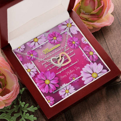 Collier Deux Cœurs Cadeau Pour Fête Des Mères Je T'Aime Maman Interlocking Hearts Necklace