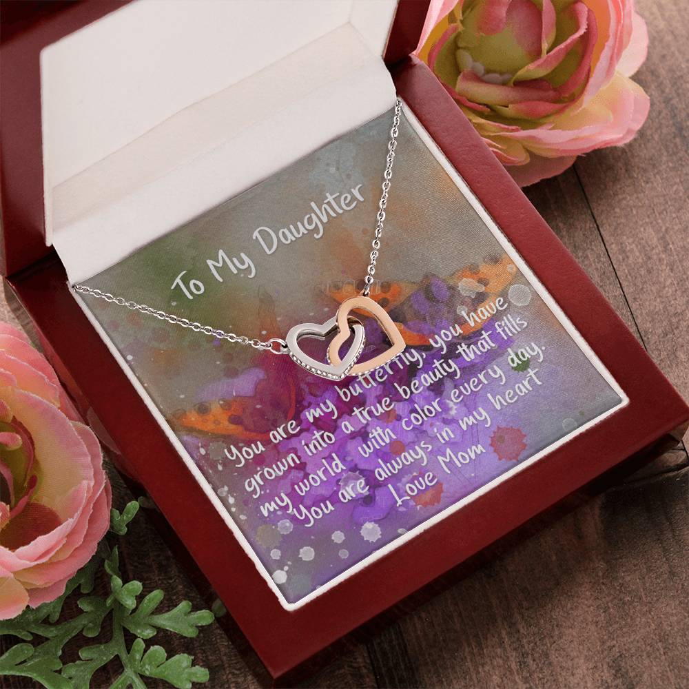 Daughter Butterfly - Hearts Necklace Interlocking Hearts Necklace