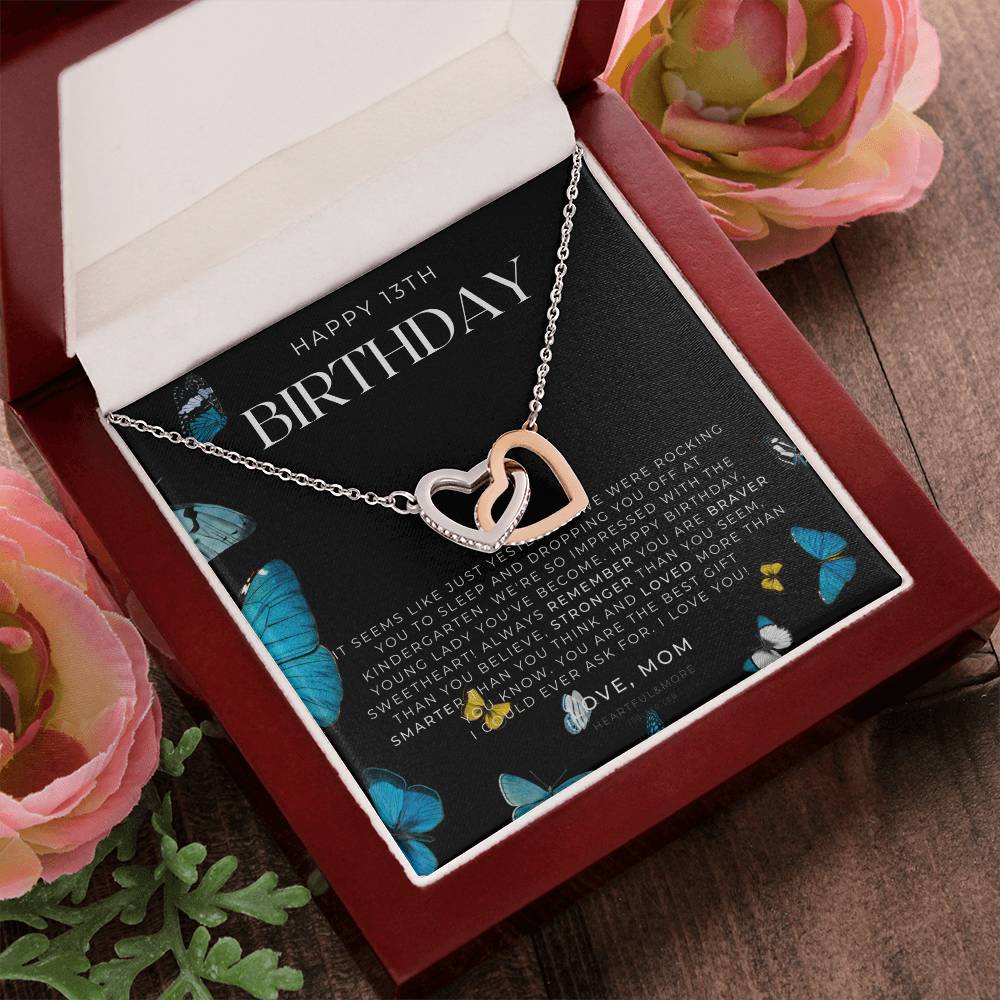 Gift For 13 Year Old Girl Gifts 13Th Birthday Girl 13Th Birthday Gift Thirteenth Birthday Necklace Teen Birthday Gift Official Teenager Interlocking Hearts Necklace