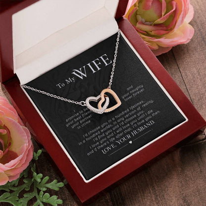 To My Wife Interlocking Hearts Necklace