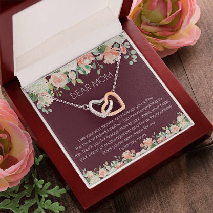 Dear Mom Watercolor Flower Interlocking Hearts Necklace Mother'S Day Message Card