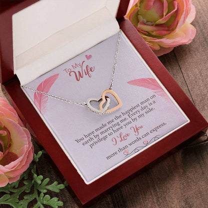 To Wife Interlocking Hearts Necklace
