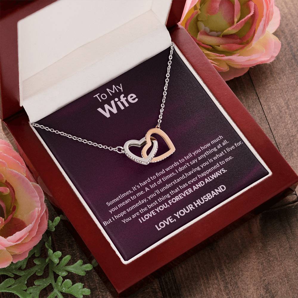 To My Wife Interlocking Heart Necklace Anniversary Gift For Wife Christmas Gift For Wife Interlocking Hearts Necklace
