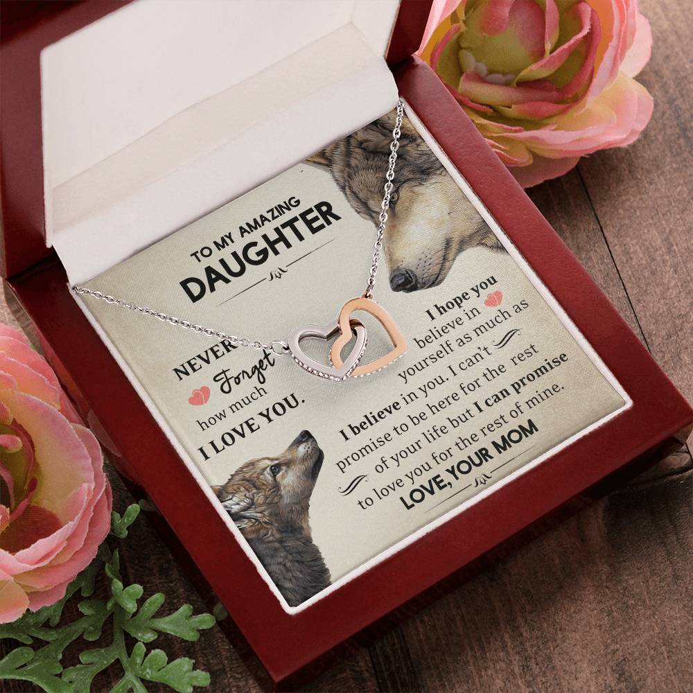 Daughter - Never Forget - Interlocking Hearts Necklace