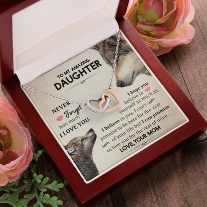 Daughter - Never Forget - Interlocking Hearts Necklace