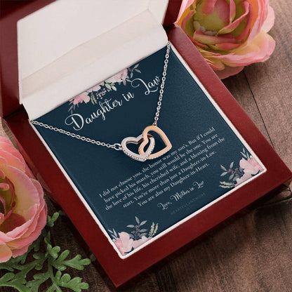 Daughter-In-Law Gift Necklace Wedding Gift Jewelry From Mother-In Law Gift For Bride Daughter-In-Heart Interlocking Hearts Necklace