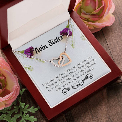 Twin Sister Necklace Interlocking Hearts Necklace