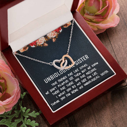 Unbiological Sister Necklace Soul Sister Best Friend Gift Step Sister Gift Interlocking Hearts Necklace
