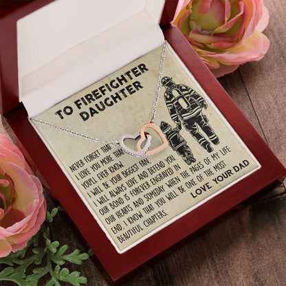 Firefighter Daughter Gift To Firefighter Daughter Gift From Dad Firefighter Daughter Necklace Interlocking Hearts Necklace
