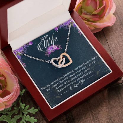 To My Wife Interlocking Hearts Necklace Message Card