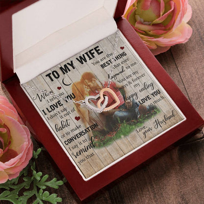 Wife Birthday Necklace Husband To Wife Necklace Necklace Present For Wife Jewelry For My Wife Interlocking Hearts Necklace