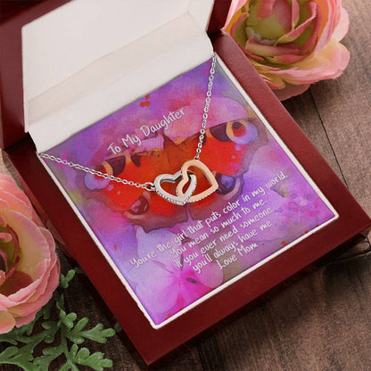 Daughter Color In My World - Hearts Necklace Interlocking Hearts Necklace