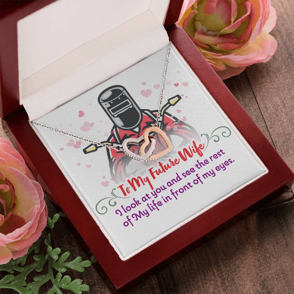 Welder'S Future Wife - Interlocking Heart Necklace Interlocking Hearts Necklace