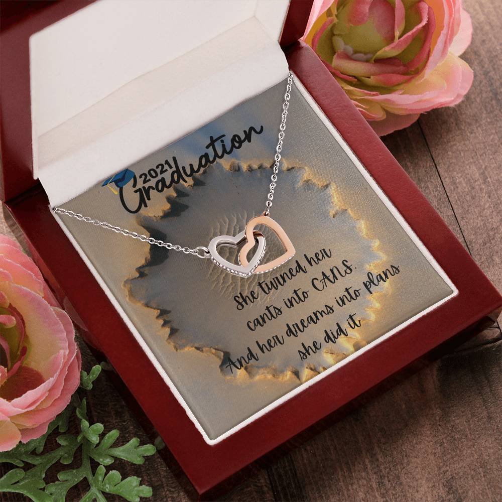 2021 Graduation Sister Interlocking Hearts Necklace