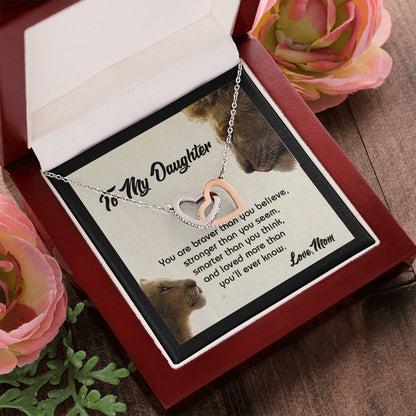 Gift For Daughter - You Are Braver - The Interlocking Heart Necklace Interlocking Hearts Necklace