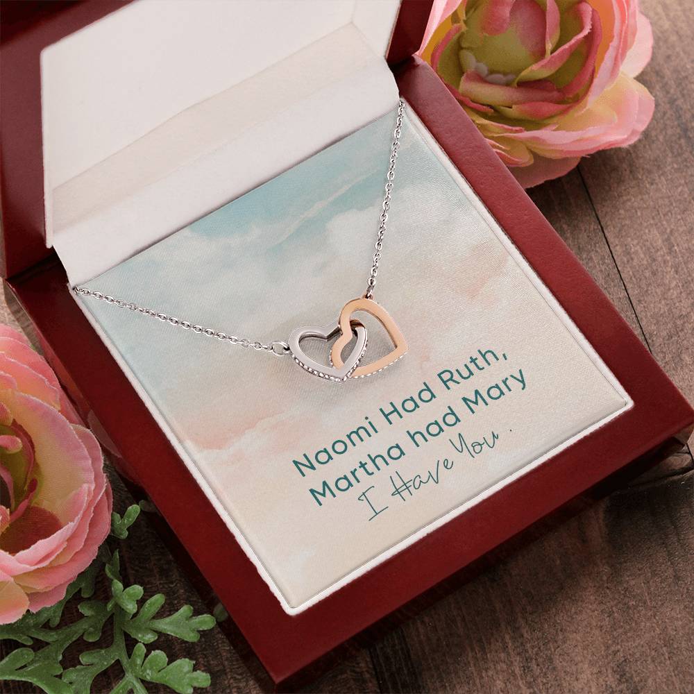 Unbiological Sister Necklace Naomi And Ruth Best Friend Gift Jewelry Interlocking Hearts Necklace
