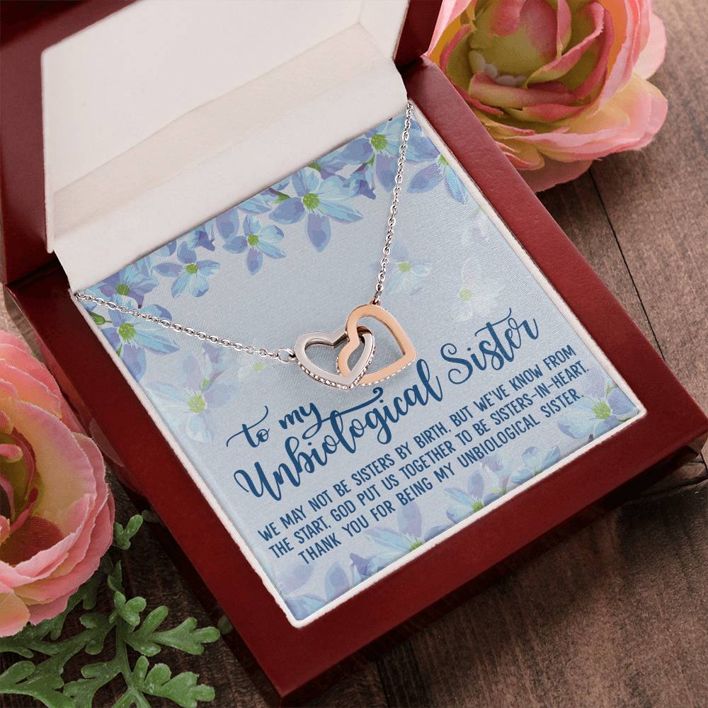 Unbiological Sister Soul Sister Big Little Sorority Sister In Law Step Sister Best Friend Gift Interlocking Hearts Necklace