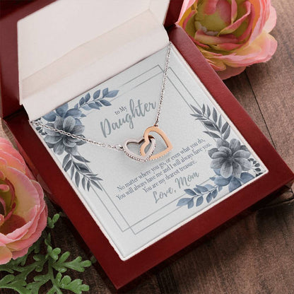 Dearest Treasure Mom To Daughter Gift Interlocking Hearts Necklace