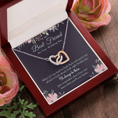 Best Friend Gift On Her Wedding Day Best Friend To Bride Necklace Best Friend Gift To Bride Bride Gift From Maid Of Honor To My Best Friend Interlocking Hearts Necklace