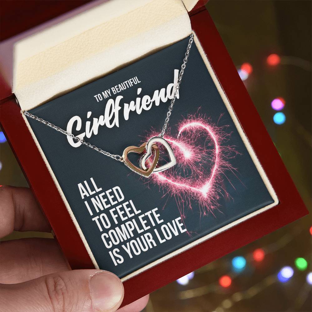 Two Hearts Necklace - Gorgeous Gift For Girlfriend Interlocking Hearts Necklace