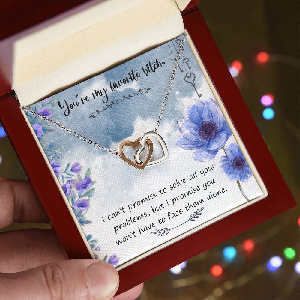 You'Re My Favorite Bitch - Interlocking Hearts Necklace