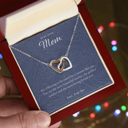 Gift For Mom From Son Mother Necklace From Son Mother'S Day Gift From Son Best Mom Gift Mother'S Birthday Gift Interlocking Hearts Necklace