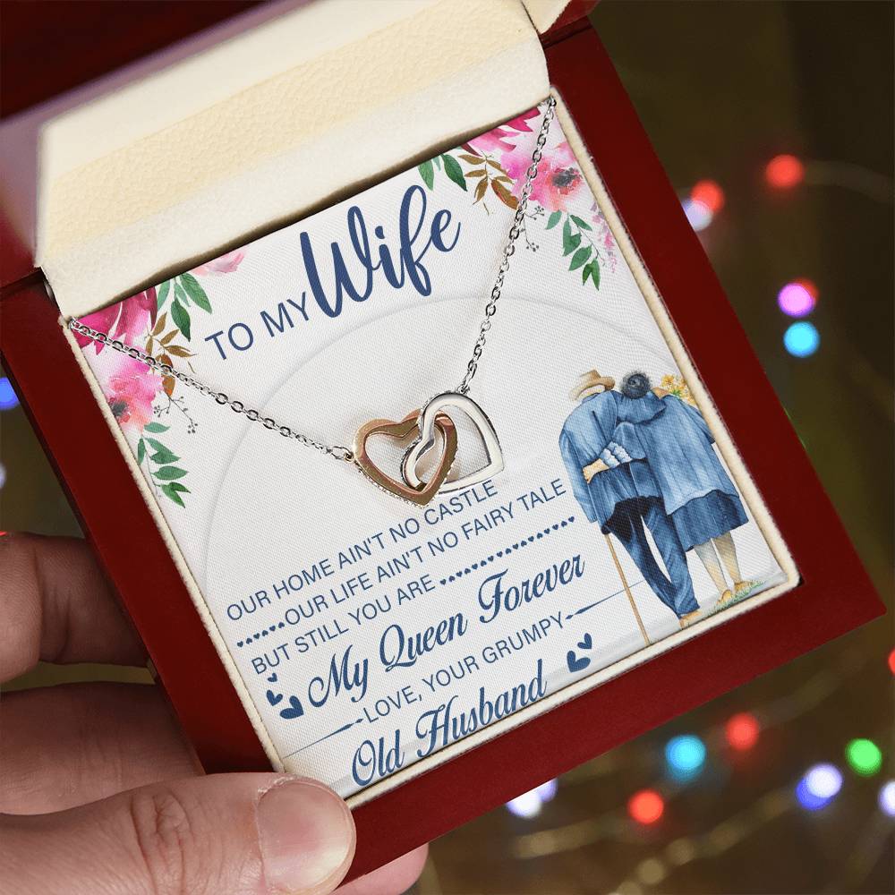 To My Wife Interlocking Hearts Necklace Message Card