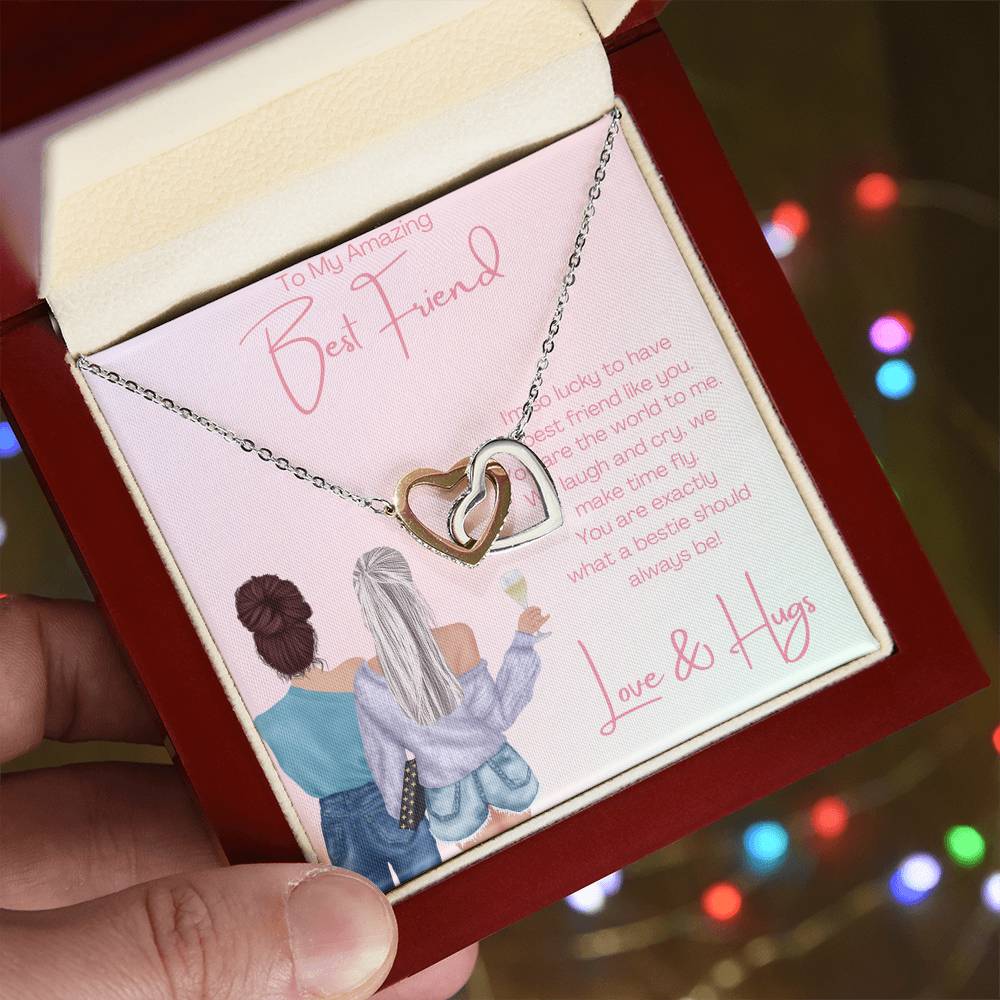 Amazing Best Friend - 2 Hearts Interlocking Hearts Necklace
