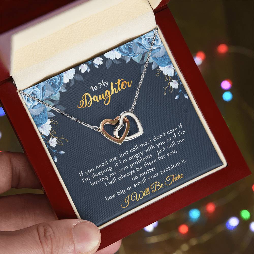 Gift For Daughter - Interlocking Hearts Necklace With Message Card