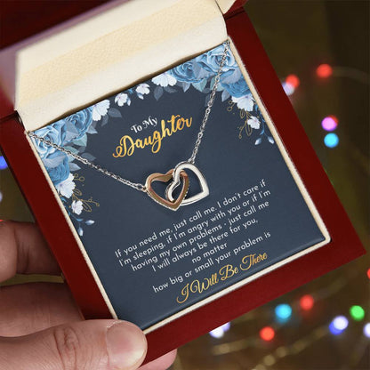 Gift For Daughter - Interlocking Hearts Necklace With Message Card