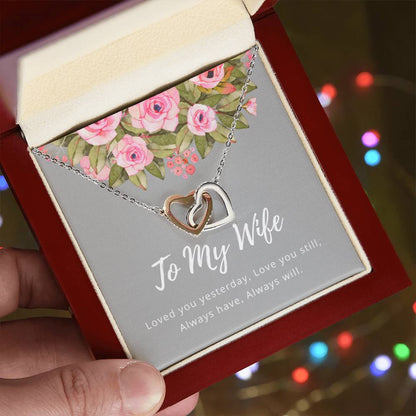 To My Wife Interlocking Heart Necklace Interlocking Hearts Necklace