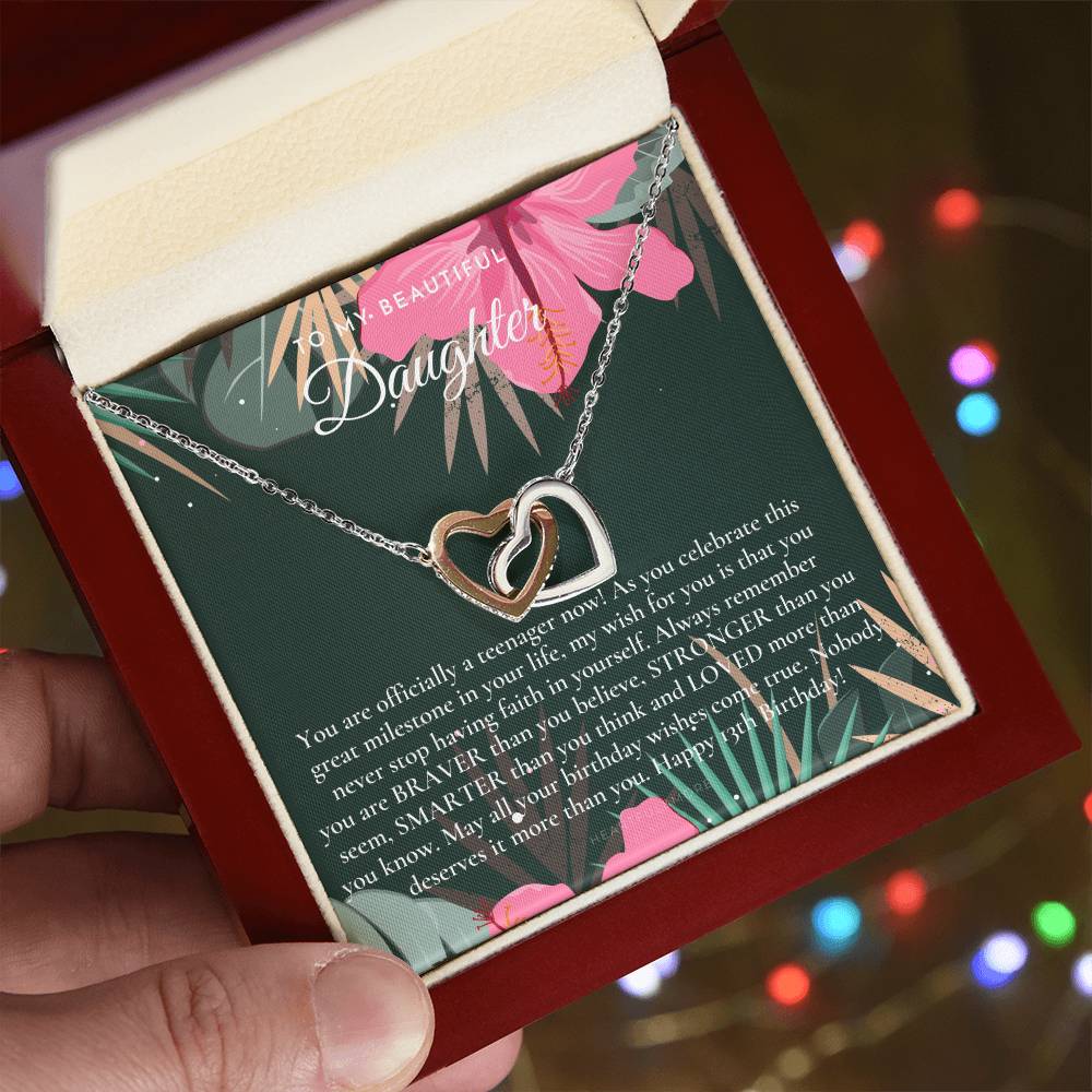 Gift For 13 Year Old Girl Gifts 13Th Birthday Girl 13Th Birthday Gift Thirteenth Birthday Necklace Teen Birthday Gift Official Teenager Interlocking Hearts Necklace